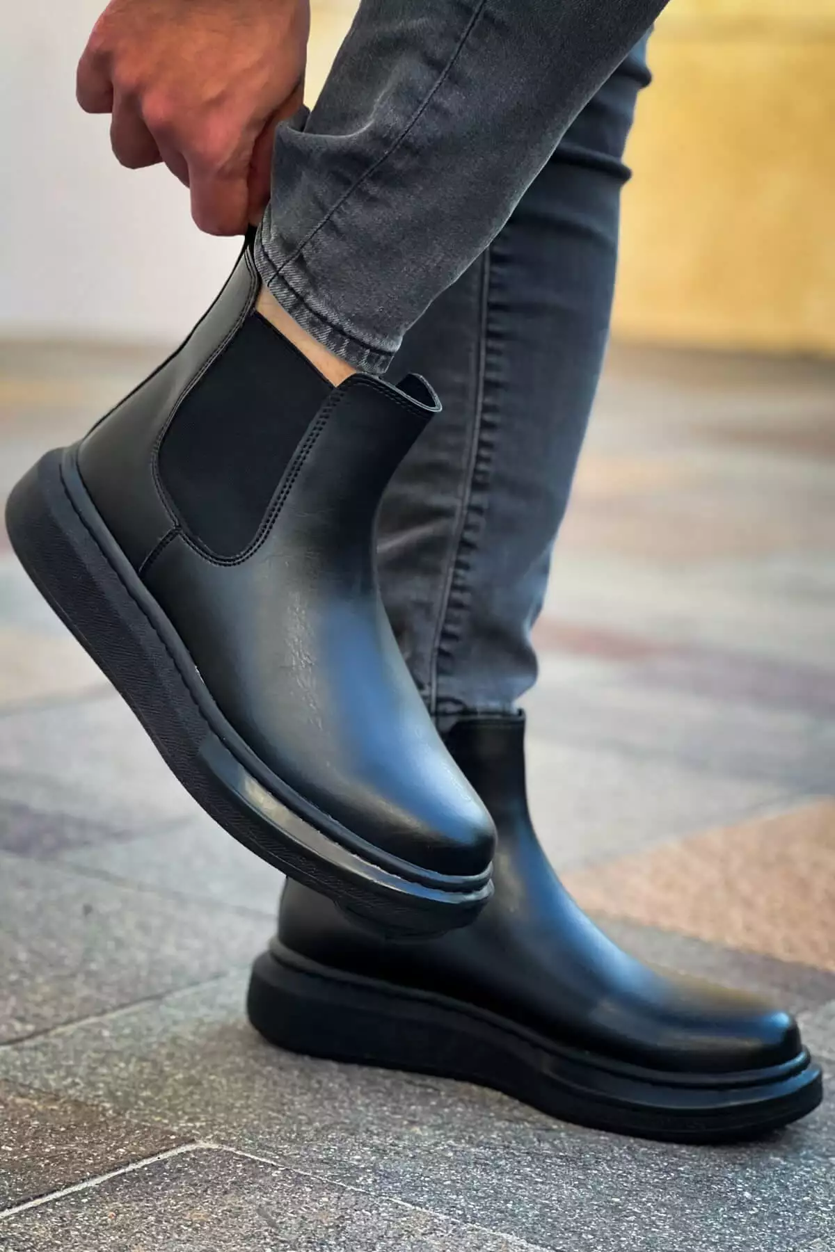 بوت مردانه RS613 مشکی با کفی الاستیکی برند remss - 793859241