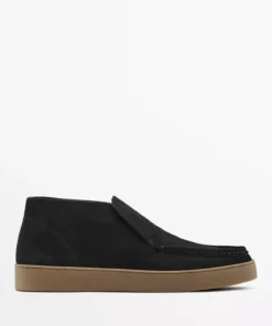 مدل کفش بوت چرم ساده با پاشنه بلند و یراق دار برند Massimo Dutti - 1011064289