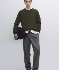 ژاکت بافتنی یقه دوچرخهای با ترکیب پشم یوزی برند Massimo Dutti - 1024807599