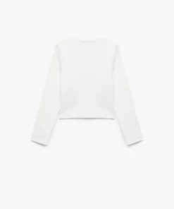 تیشرت کراپ ساده با یقه گرد و آستین بلند از جنس پنبه برند Koton - 975165808