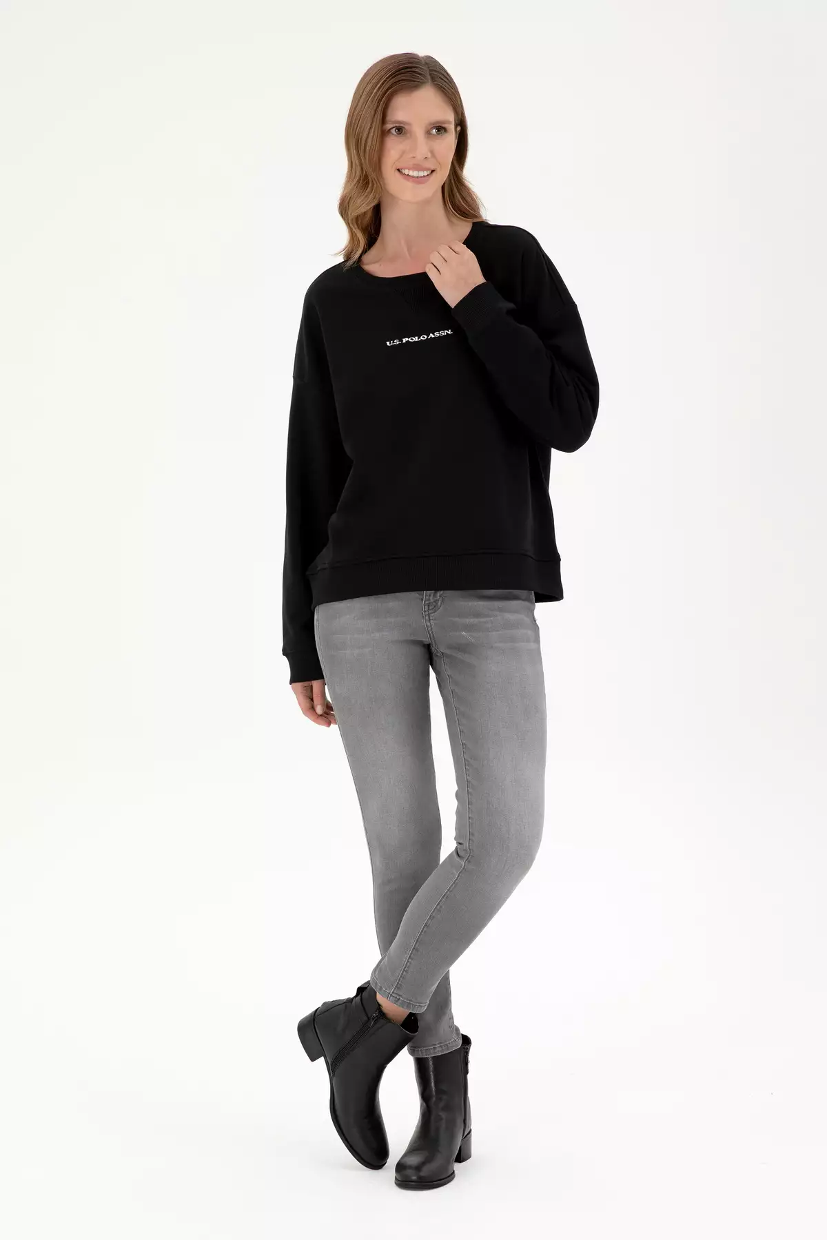 هودی زنانه مشکی با یقه گرد 50296945-VR046 برند U.S. Polo Assn. - 861556558