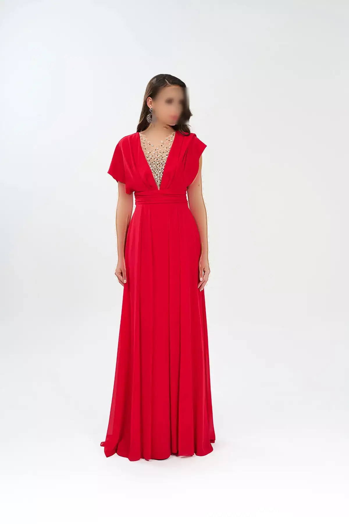 پیراهن مجلسی بلند بزرگ سایز شفاف قرمز برند BDM Exclusive - 942318309