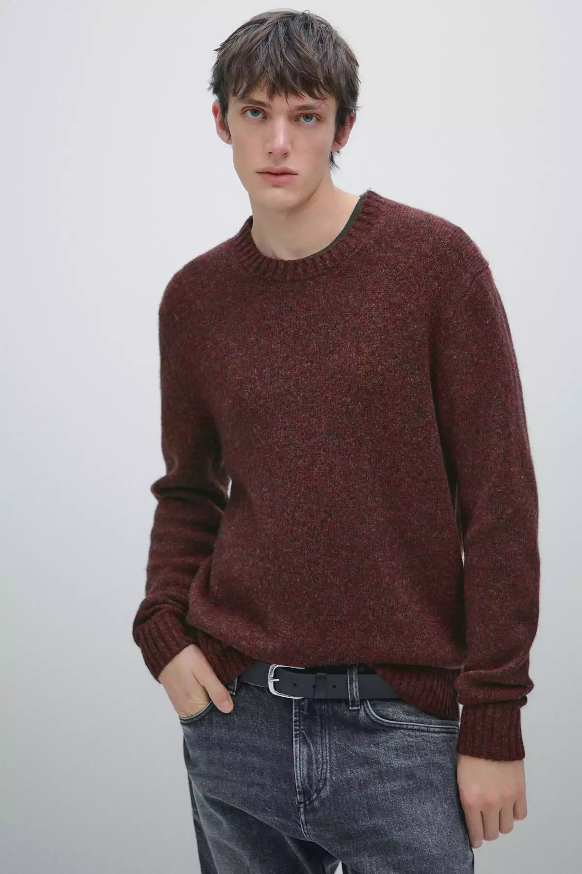 ژاکت استین کوتاه با یقه گلابی از مخلوط پشم برند Massimo Dutti - 995475650