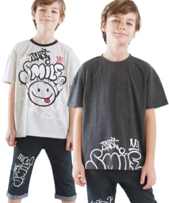 بسته ۲ عددی تیشرت پسرانه جاست سمایل برند Denokids - 903815993