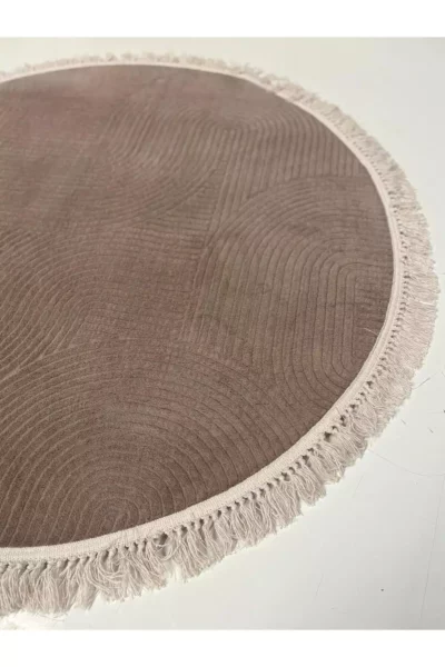 فرش اتاق و سالن با حاشیه رولیف و لبه‌های آویزان، زیره مقاوم و مناسب برای اتاق‌ها، سالن، راهرو و آشپزخانه، رنگ ویزون برند Merinos - 979505384