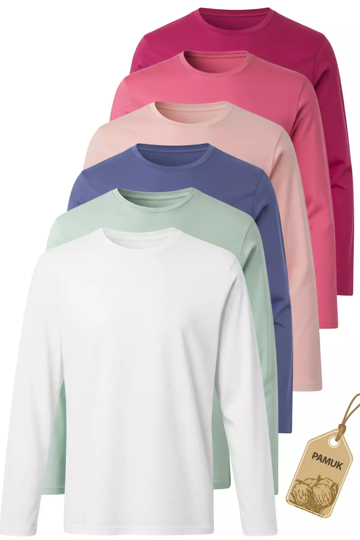 ست ۶ عددی بدنه آستین بلند رنگی بیسیک فصلی تیشرت دخترانه و پسرانه (ست-۲) برند TWOO KİDS - 841937041