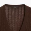 کاپشن با یقه V و بافتن مو به سبک بافتی برند Massimo Dutti - 957597219