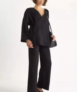 بلوز بافت کروات زنانه و ست شلوار با کمر بالا N7206 60283545 برند Bianco Lucci - 988316992