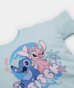 تیشرت کوتاه آستین دخترانه دیزنی لیلو و استیچ با یقه گرد برند Defacto - 929415467