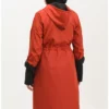 بارانی کلاهدار بلندی با طراحی بوزگول 0295-02 رنگ آجر برند sefamerve - 833445510