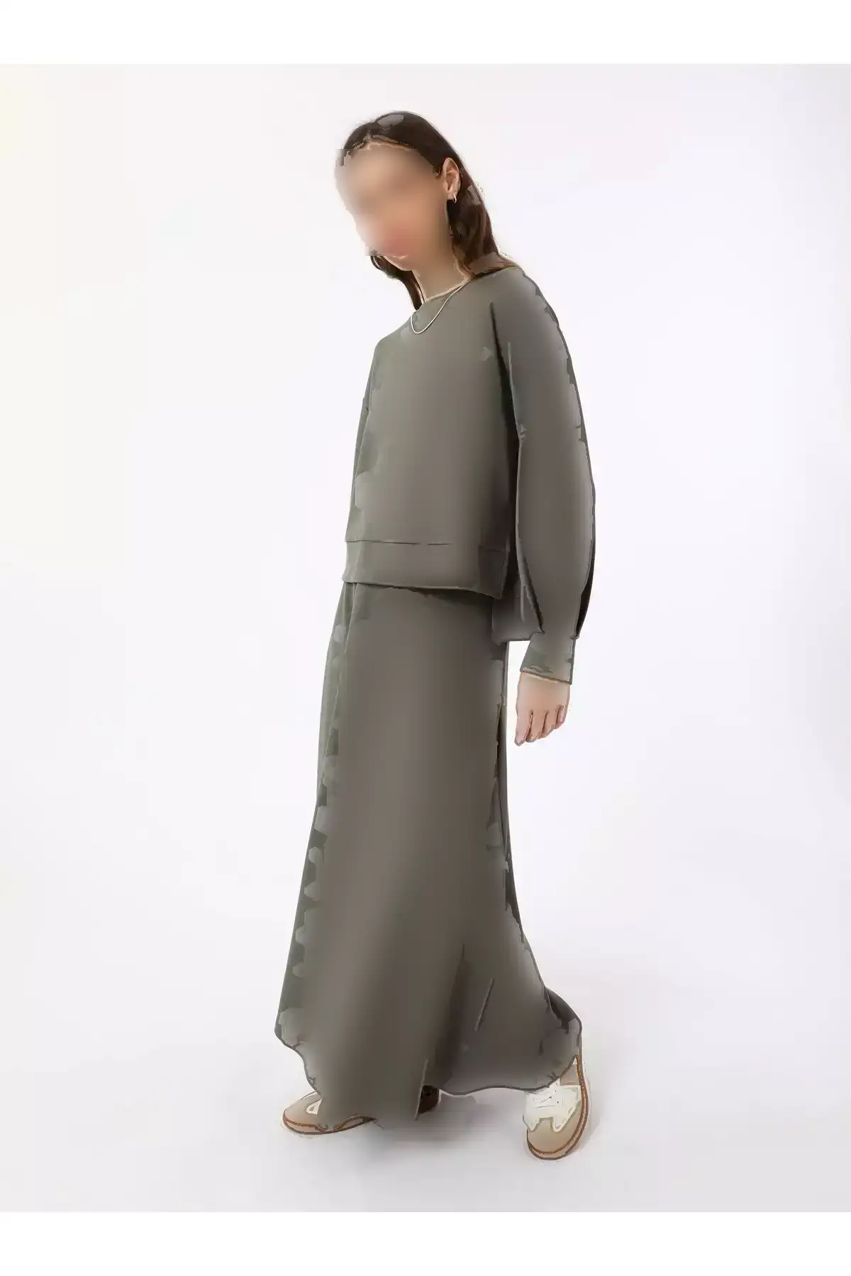 ست سوئیشرت و دامن با بافت نرم و راحت - رنگ خاکی - بنین برند Benin - 920558617