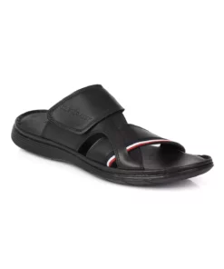 دمپایی مردانه آناتومیک تابان با رویه چرم طبیعی مشکی برند U.S. Polo Assn. - 863425171