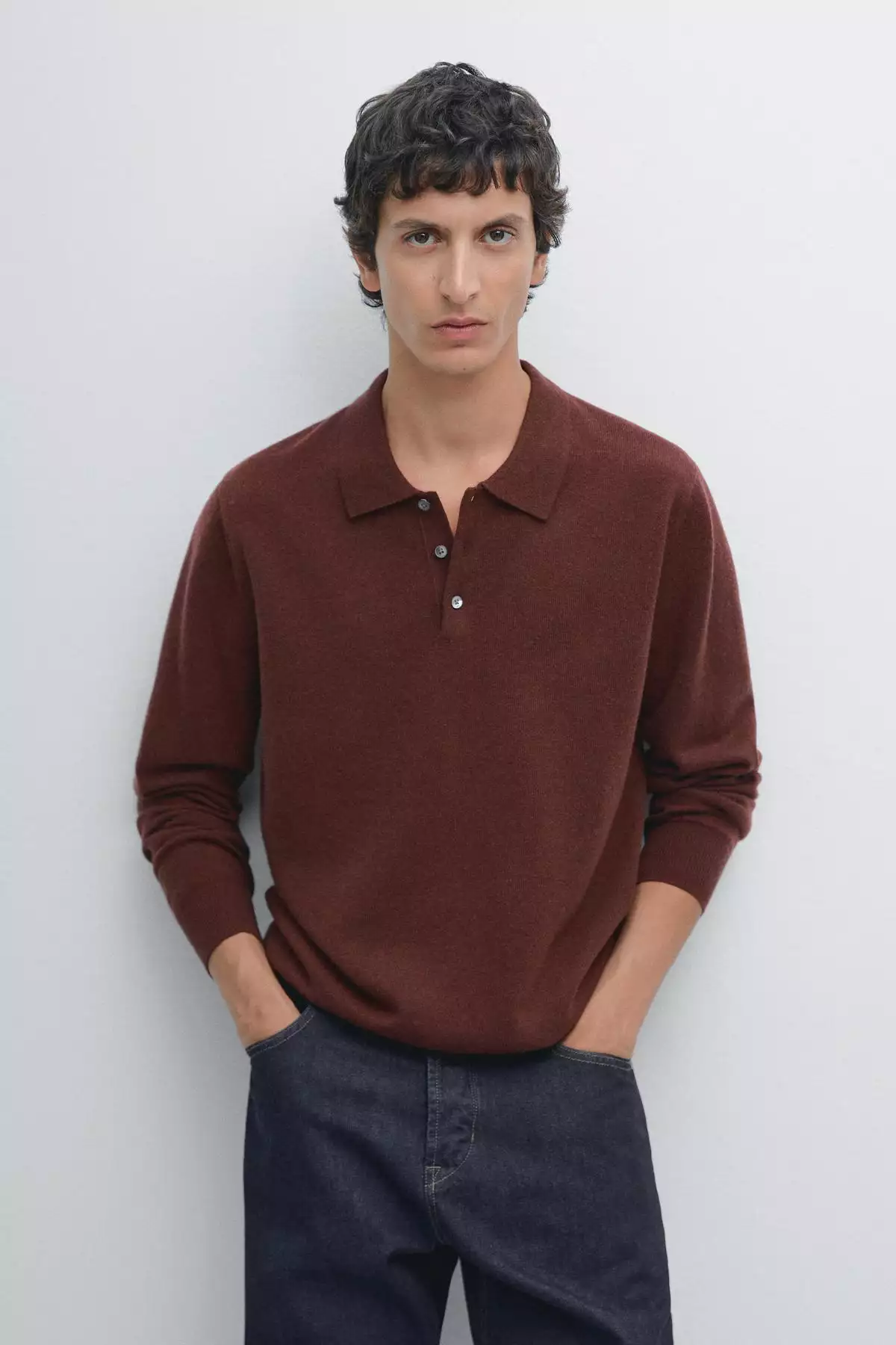 پلیور یقهگرد پشمی ترکیبی برند Massimo Dutti - 985437194