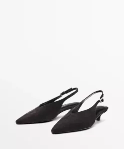کفش پاشنهبلند چرمی سوئدی با بند پشت برند Massimo Dutti - 959427730