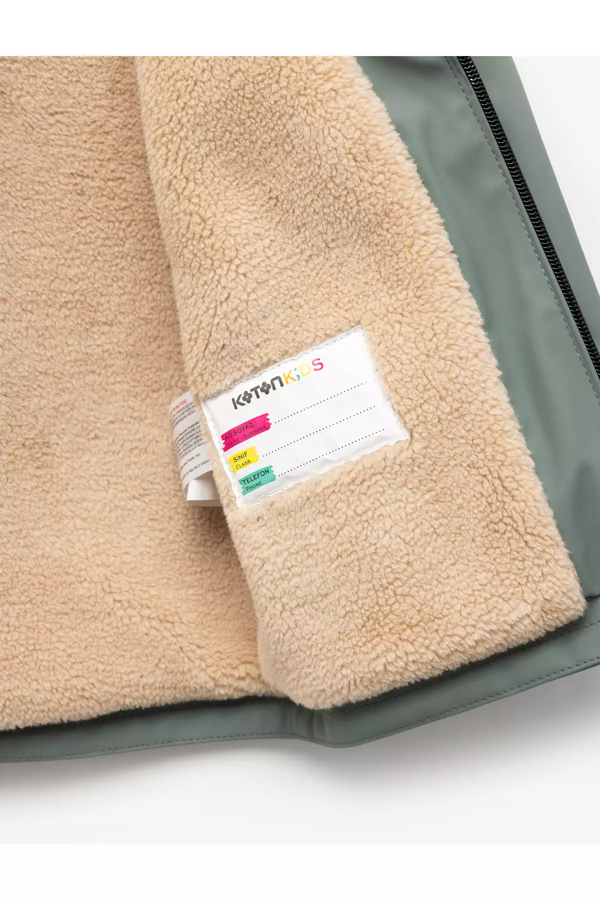 کاپشن فری با آستردار پشمی و کلاهدار با زیپ بلند برند Koton - 985952466