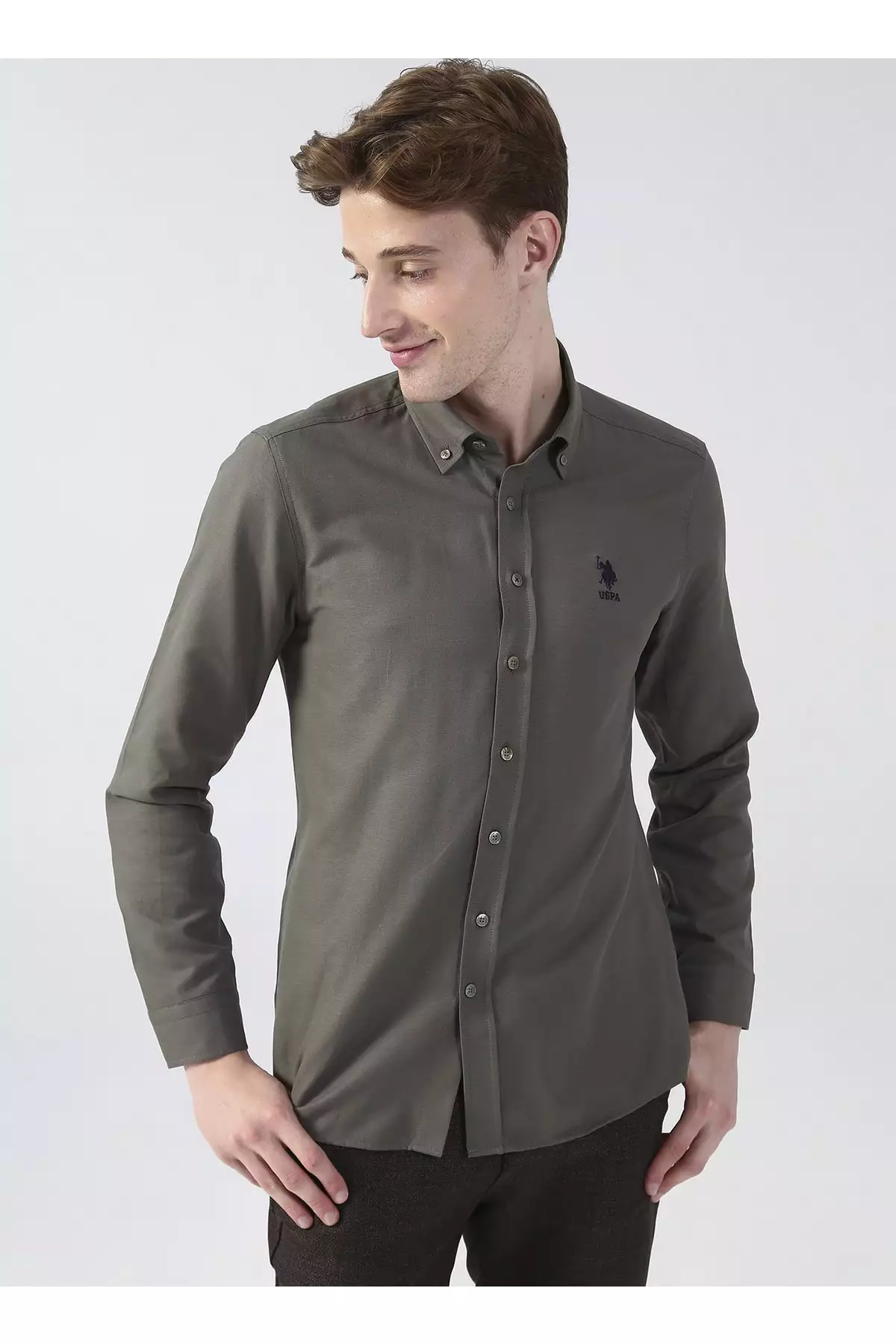 پیراهن مردانه سبز با یقه دکمهای Nova022k برند U.S. Polo Assn. - 364696890