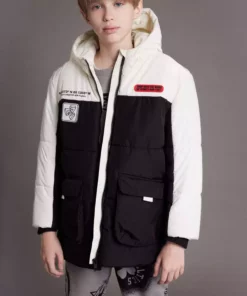 کاپشن پسرانه ضدآب با کلاه و زیپ و جیب، با آستری پولاری C9036A824WN برند Defacto - 879220979