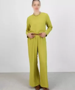ست تونیک و شلوار بیسیک آئروبین - رنگ سبز زیتونی - برند رفکا برند Refka - 872280007