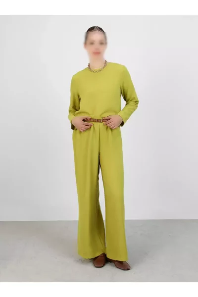 ست تونیک و شلوار بیسیک آئروبین - رنگ سبز زیتونی - برند رفکا برند Refka - 872280007