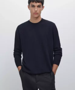 پلیور یقه گرد با ترکیب پشم یان برند Massimo Dutti - 967591031