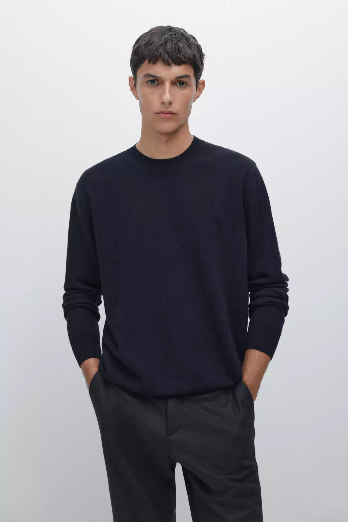 پلیور یقه گرد با ترکیب پشم یان برند Massimo Dutti - 967591031