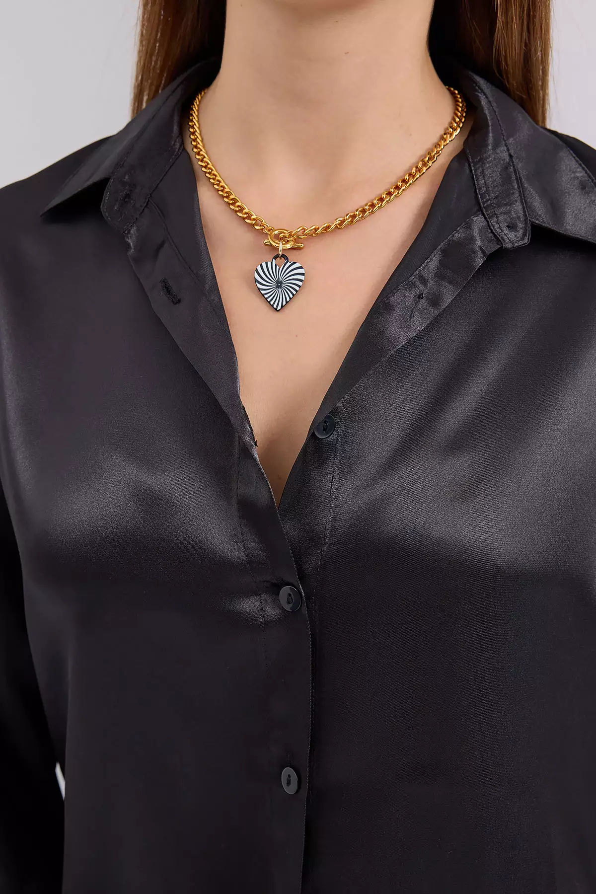 3964 بلوز ساتن با آستین نیمه بلند - سیاه برند Bigdart - 158413297