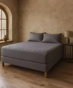 محافظ تشک پنبه‌ای با لایه‌ای ضد آب و دوختی کامل، رنگ خاکستری برند Nart Home - 736530680