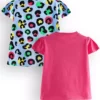 بسته دو عددی تی‌شرت پلنگی سیاه برای دختر بچه‌ها برند Denokids - 900345225