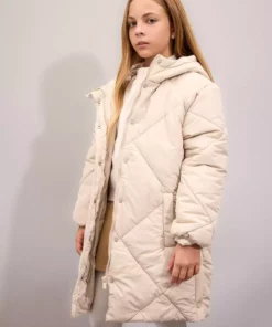 کاپشن پفی بلند با کلاه و ضد آب برای دختر بچهها با دوزندگی کنگرهای و زیپدار و جیبی مدل C8517A824AU برند Defacto - 871405731