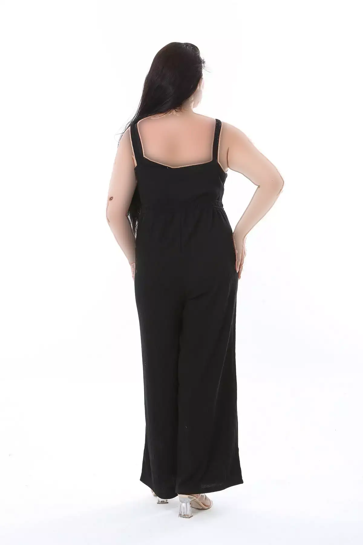 تیشرت بارداری مشکی با پارچه چین دار و شلوار گشاد 65N38313 برند Şans - 855616353