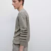 کاپشن با یقه گرد از جنس تریکو موچین برند Massimo Dutti - 963076533