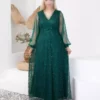 پیراهن دگاجه یقه بلند بزرگ سایز سبز برند BÜYÜK MODA BEDEN - 983122593