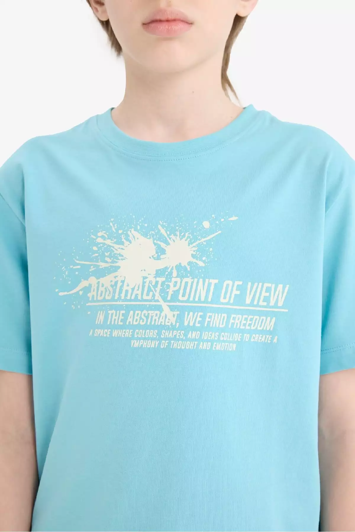 تیشرت کوتاه آستین با یقه دوچرخهای چاپی مناسب پسران - کد E0081A825SM برند Defacto - 896899235