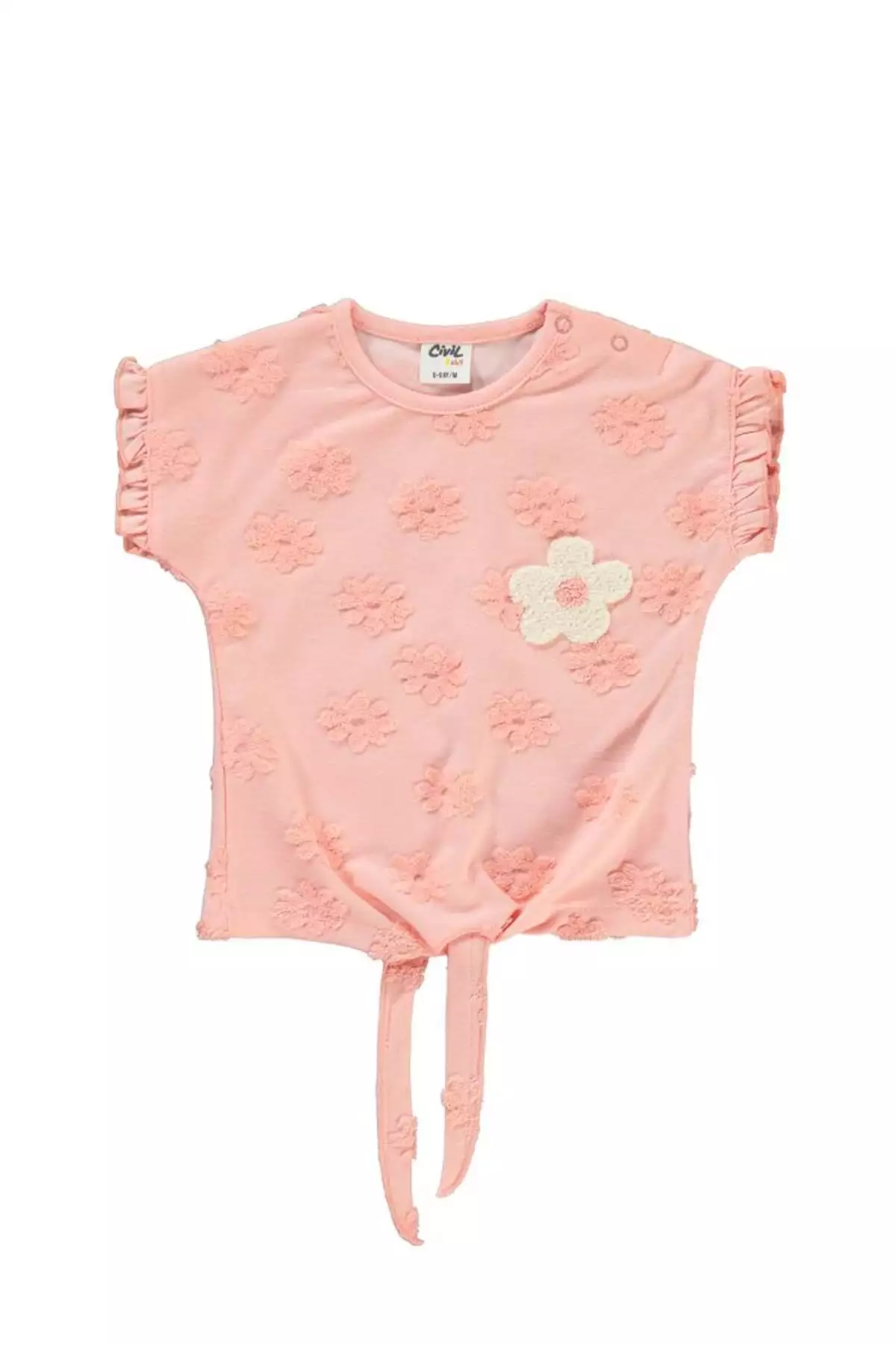 تیشرت دخترانه برای نوزادان ۶ تا ۱۸ ماه، رنگ پودری برند Civil Baby - 819952192