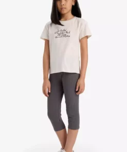 تیشرت کوتاهکلاهای چاپی مخصوص دختر بچهها مدل E5892A825SM برند Defacto - 935157885