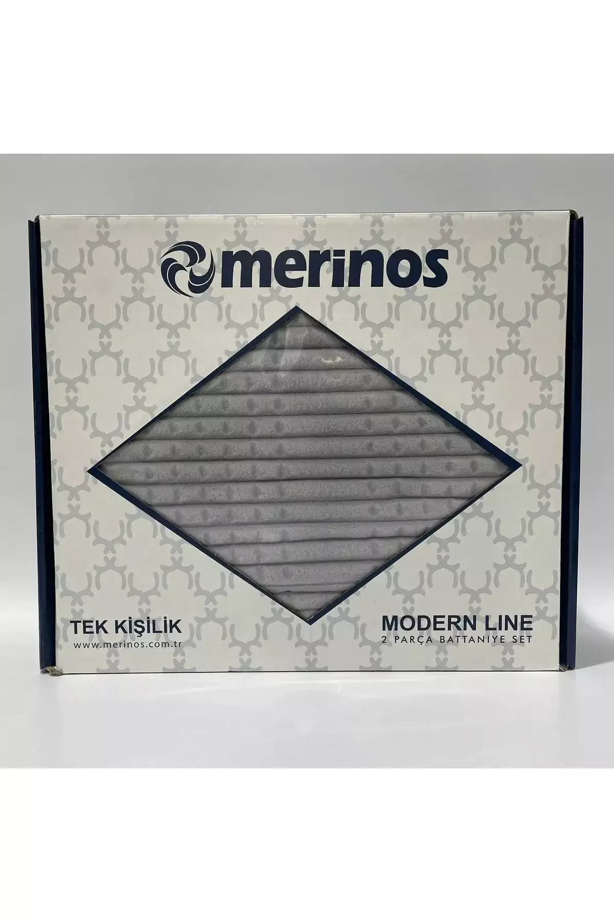 ست دو تکه پتو تک نفره مدرن لاین - طوسی برند Merinos - 785025228