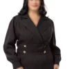 سرهمی مشکی بزرگ با یقه کروات و دکمههای فلزی و زیپ برند DISENTIS MODEST - 843798075