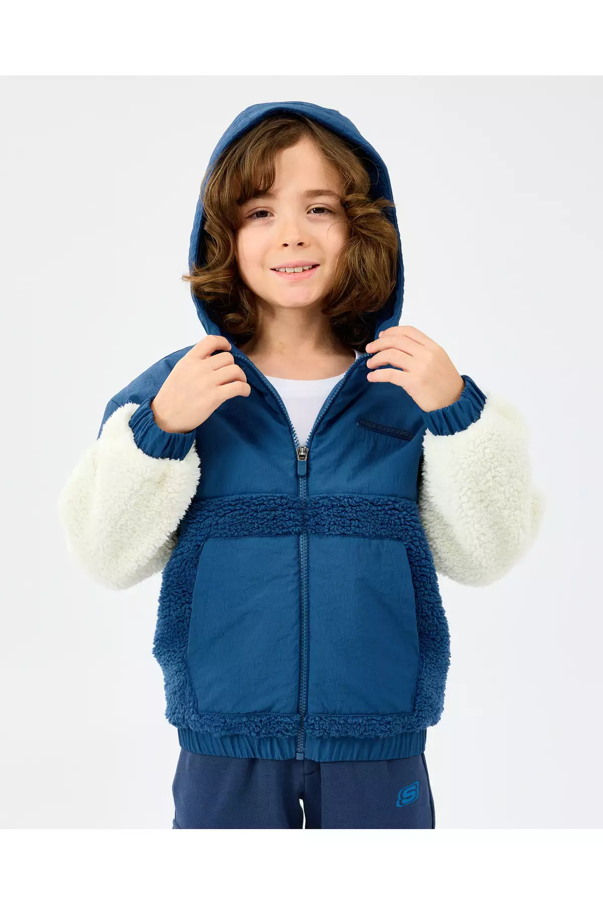 کاپشن شرپای بزرگ برای پسران - رنگ آبی مدل SK2520044-0914 برند Skechers - 981631510