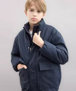 کاپشن پسرانه ضد آب با یقه ایستاده، زیپ دار، دکمه ای و دارای جیب مدل C7093A824WN برند Defacto - 871405777