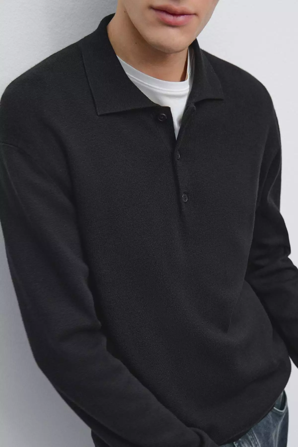 ژاکت پلیس یقه گرد از پشم و پنبه برند Massimo Dutti - 980891015