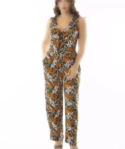 سرهمی رنگی زنانه بزرگ سایز با یقه V و جیبهای کناری 65N36877 برند Şans - 761010068