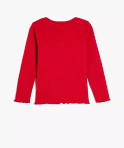 تیشرت آستینبلند یقهشناسی با بافت ریب از پنبه برند Koton - 838759306