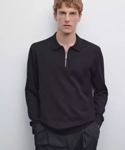 پلیور یقه پولو با زیپ برند Massimo Dutti - 962171015