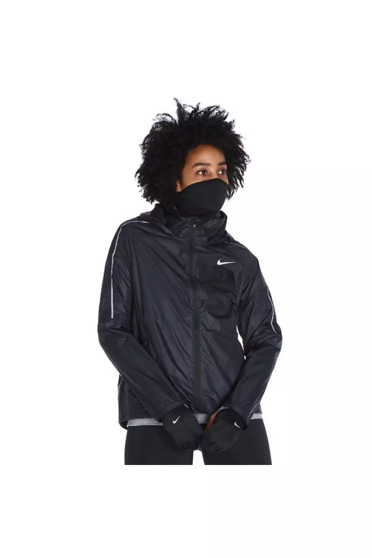 هودی زیپدار کامل شیلد زنانه مشکی کاپشن دویدن CU3385-010 برند Nike - 776615623