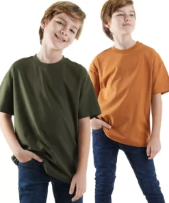 تیشرت ساده سایز بزرگ دو عددی برای پسران برند Denokids - 898689604