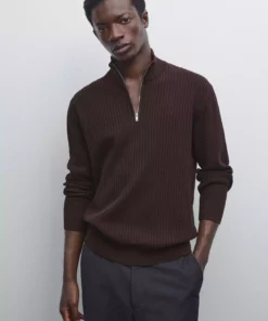 سویشرت یقه دیپ تراشیده برند Massimo Dutti - 970699355