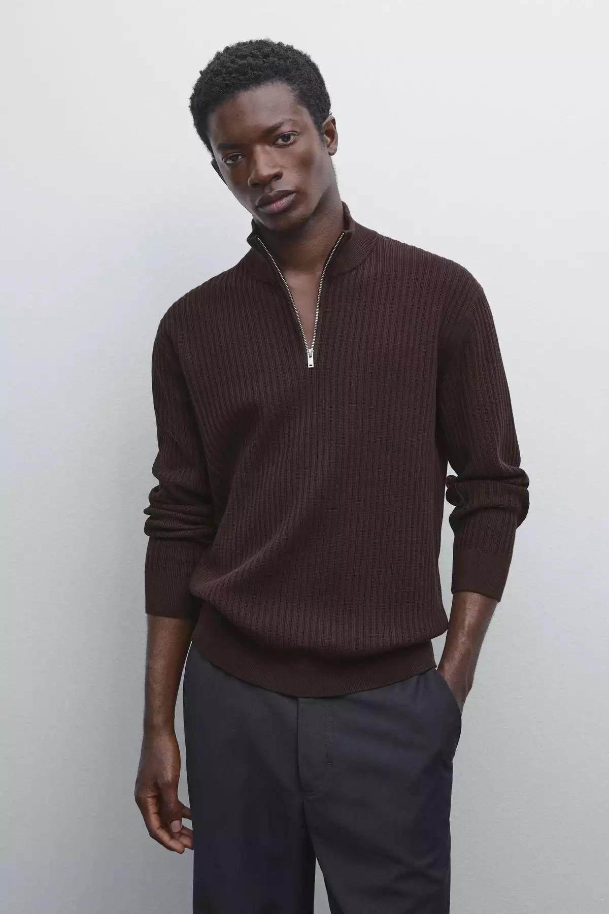 سویشرت یقه دیپ تراشیده برند Massimo Dutti - 970699355