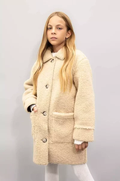 پالتوی کاپشن دخترانه با دکمه و جیب، مقاوم در برابر باد C8555A824AU برند Defacto - 868627477