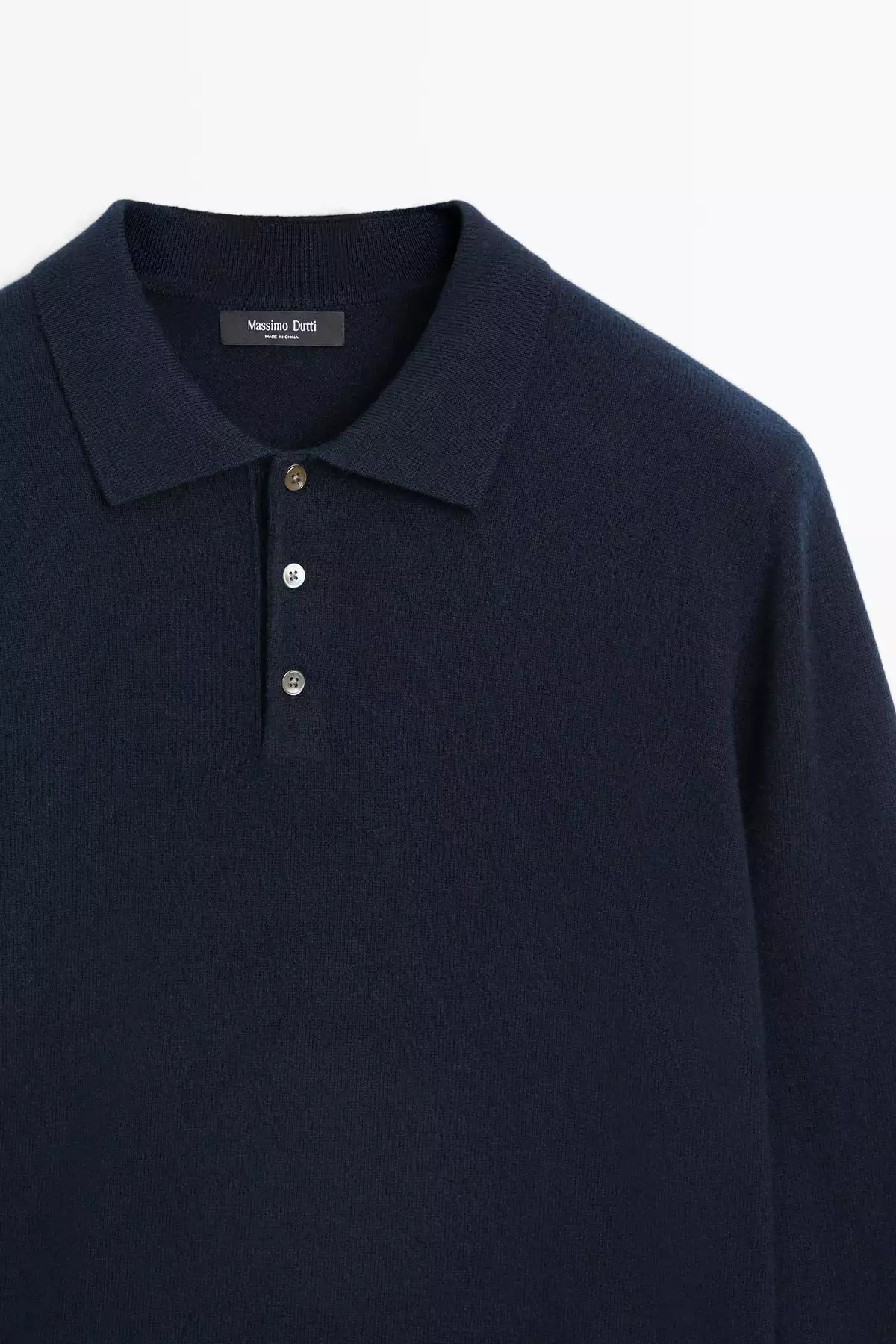 پولویی یقهدار با بافت ترکیبی پشم یونی برند Massimo Dutti - 984763911