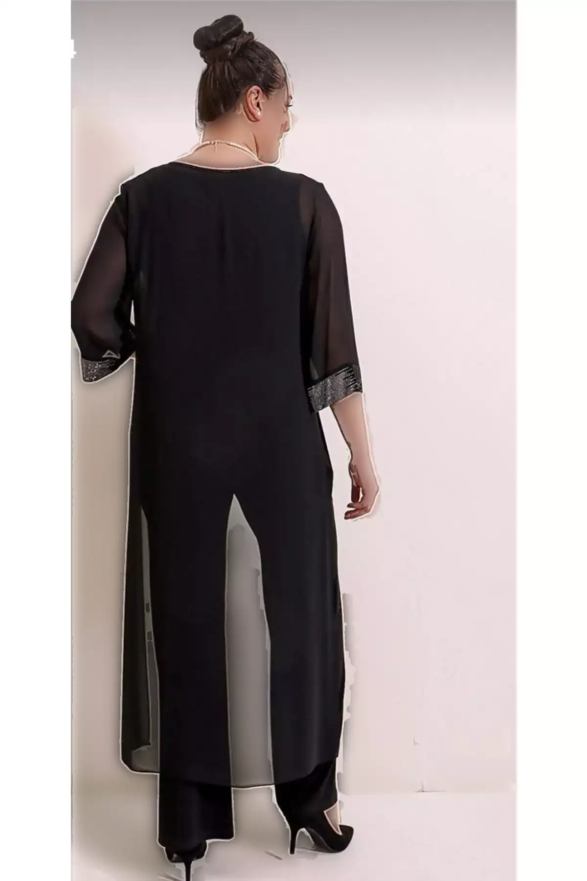سرهمی زنانه بزرگ سایز با رویه شفاف و تزئینات سنگی ساندی برند PRETO - 354913814